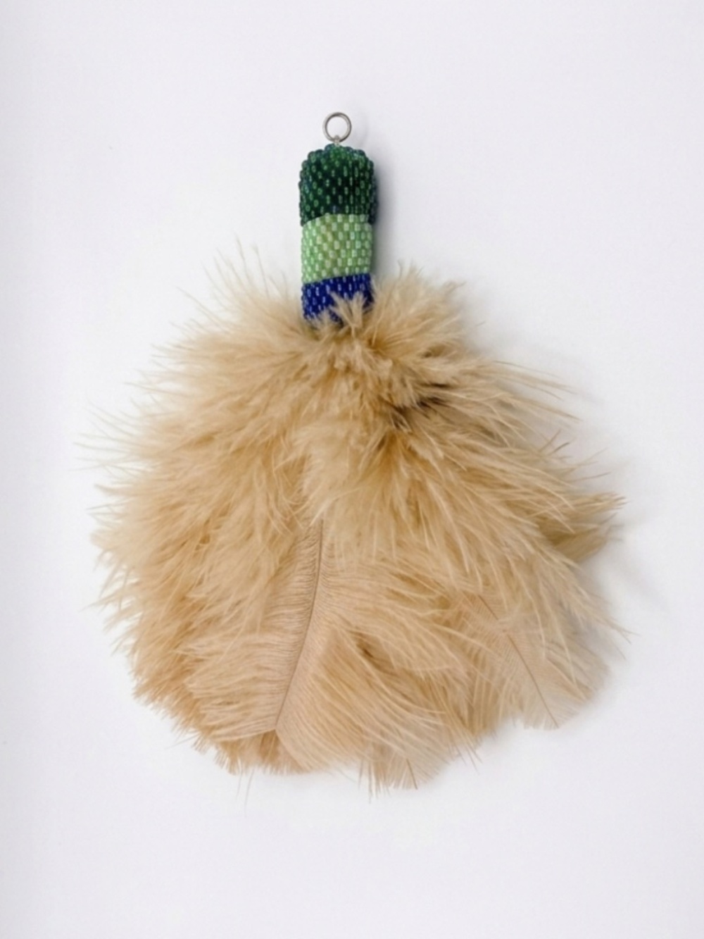 Artisan Ostrich Feather & Hand-Beaded Charm/Keyring